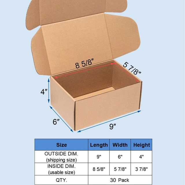 Alt view image 2 of 6 - Brown Shipping Boxes 9x6x4" 30 Pack Corrugated Cardboard Mailers Kraft Medium Literature Mailer Packaging Supplies, Mailing Boxes for Small Business