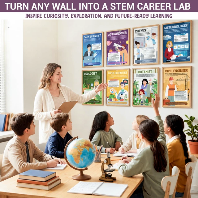 Alt view image 2 of 7 - Science Career Posters, 20 Pack 10x14 STEM Classroom Decor Middle Educational Bulletin Board Must Haves, Reusable Teacher Supplies 2026 Back to School Decorations - Data Scientist