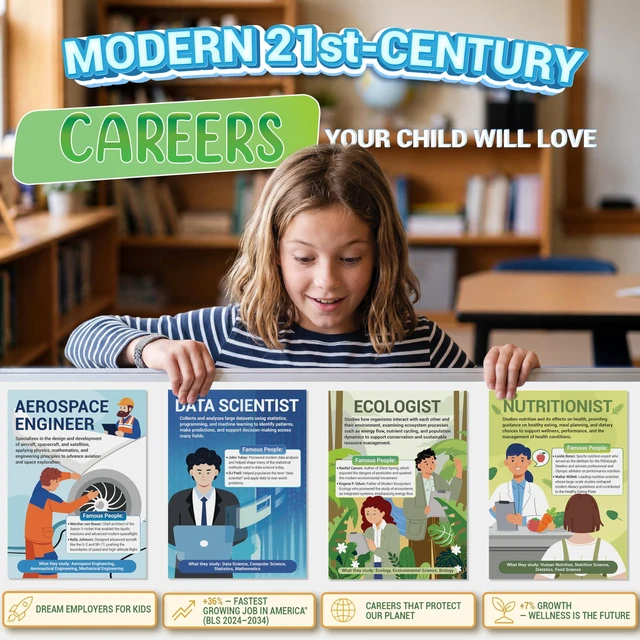 Alt view image 6 of 7 - Science Career Posters, 20 Pack 10x14 STEM Classroom Decor Middle Educational Bulletin Board Must Haves, Reusable Teacher Supplies 2026 Back to School Decorations - Data Scientist