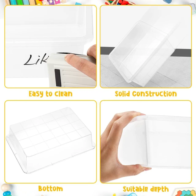 Alt view image 2 of 7 - 18 Pcs Flat Storage Organizer Bins Paper Tray Classroom,Transparent Plastic Baskets, Letter Size, for Art Pencil Book Organization, for School Office Teacher