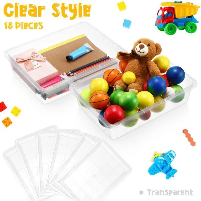 Alt view image 4 of 7 - 18 Pcs Flat Storage Organizer Bins Paper Tray Classroom,Transparent Plastic Baskets, Letter Size, for Art Pencil Book Organization, for School Office Teacher