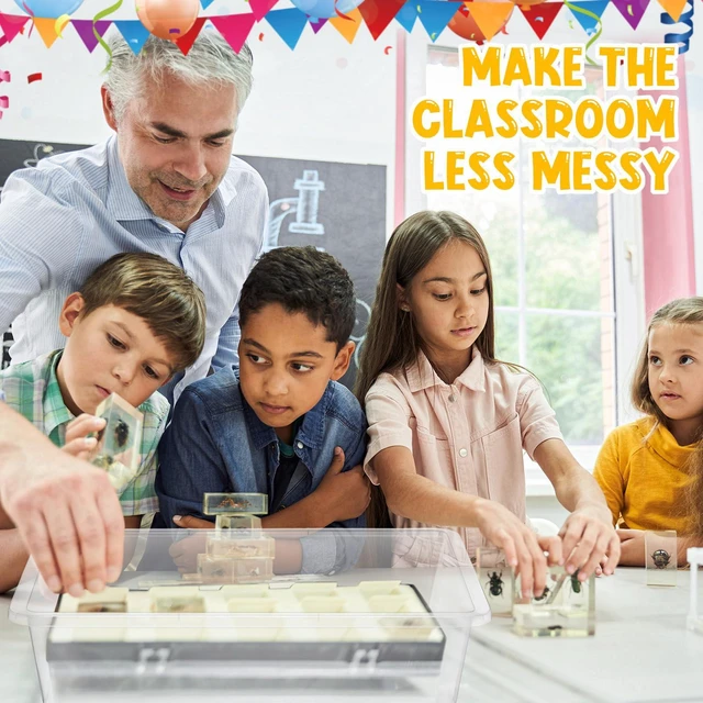 Alt view image 7 of 7 - 18 Pcs Flat Storage Organizer Bins Paper Tray Classroom,Transparent Plastic Baskets, Letter Size, for Art Pencil Book Organization, for School Office Teacher