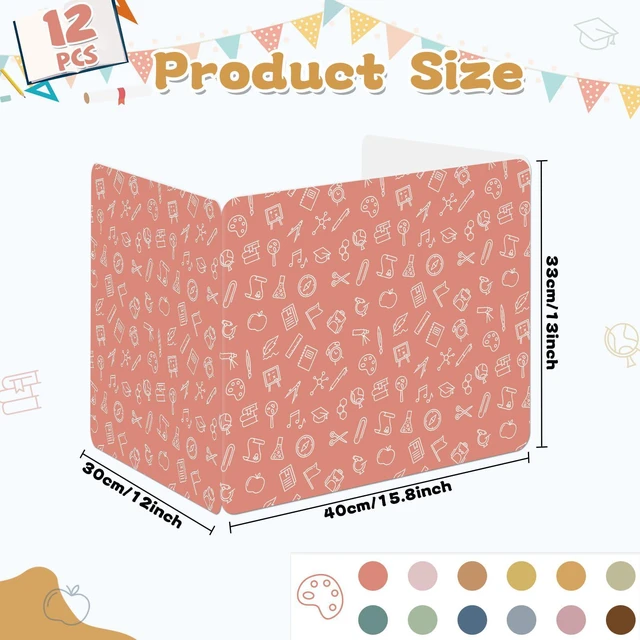 Alt view image 2 of 7 - 12 Pack Privacy Shields for Student Desk Colorful Desk Dividers Durable Privacy Folders Testing Dividers Shield Study Boards Panel Partition for Classroom Teacher Back to School Supplies