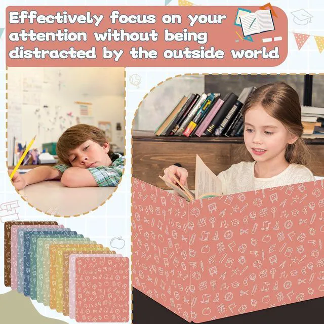 Alt view image 4 of 7 - 12 Pack Privacy Shields for Student Desk Colorful Desk Dividers Durable Privacy Folders Testing Dividers Shield Study Boards Panel Partition for Classroom Teacher Back to School Supplies