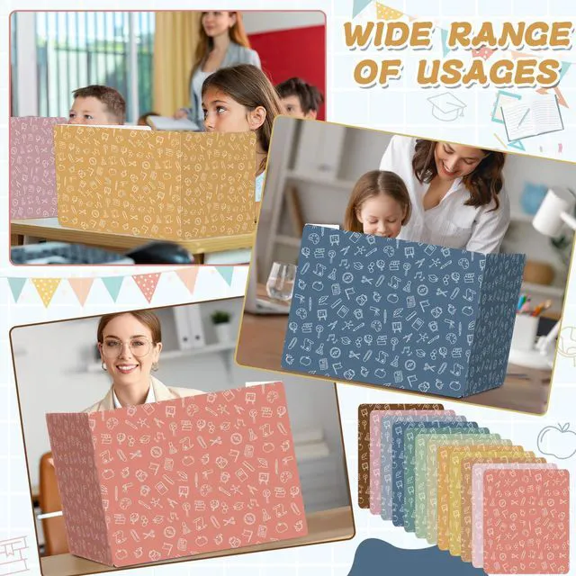 Alt view image 6 of 7 - 12 Pack Privacy Shields for Student Desk Colorful Desk Dividers Durable Privacy Folders Testing Dividers Shield Study Boards Panel Partition for Classroom Teacher Back to School Supplies