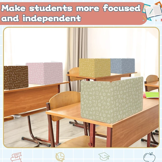 Alt view image 7 of 7 - 12 Pack Privacy Shields for Student Desk Colorful Desk Dividers Durable Privacy Folders Testing Dividers Shield Study Boards Panel Partition for Classroom Teacher Back to School Supplies