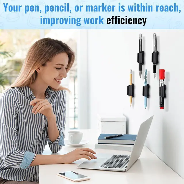 Alt view image 3 of 7 - Adhesive Pencil Holders for Desk,100 PCS Silicone Pencil Holder for Desk,Marker Holder,Adhesive Pen Holder for Classroom Clipboard Attachment,for School Office Accessories,Teacher