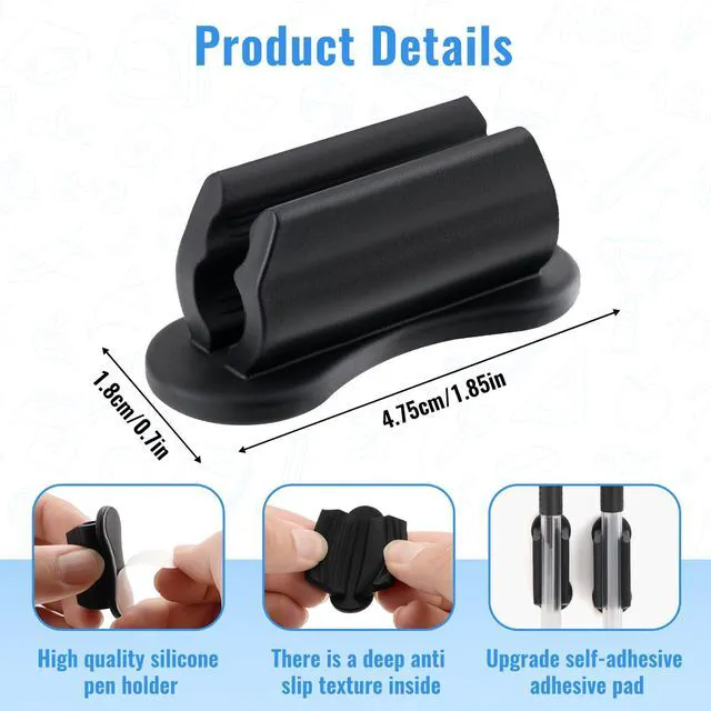 Alt view image 5 of 7 - Adhesive Pencil Holders for Desk,100 PCS Silicone Pencil Holder for Desk,Marker Holder,Adhesive Pen Holder for Classroom Clipboard Attachment,for School Office Accessories,Teacher