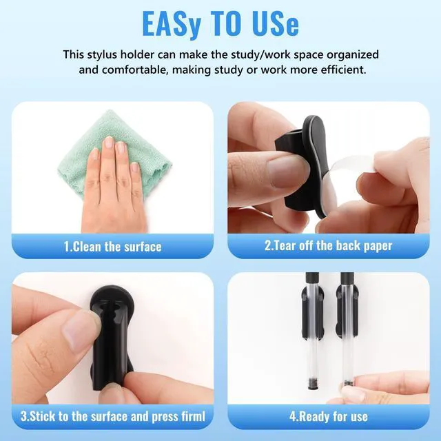 Alt view image 7 of 7 - Adhesive Pencil Holders for Desk,100 PCS Silicone Pencil Holder for Desk,Marker Holder,Adhesive Pen Holder for Classroom Clipboard Attachment,for School Office Accessories,Teacher