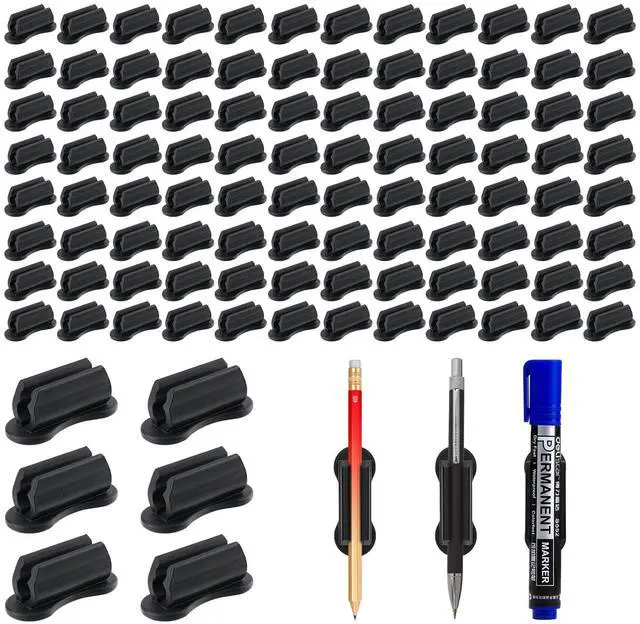 Main image of Adhesive Pencil Holders for Desk,100 PCS Silicone Pencil Holder for Desk,Marker Holder,Adhesive Pen Holder for Classroom Clipboard Attachment,for School Office Accessories,Teacher