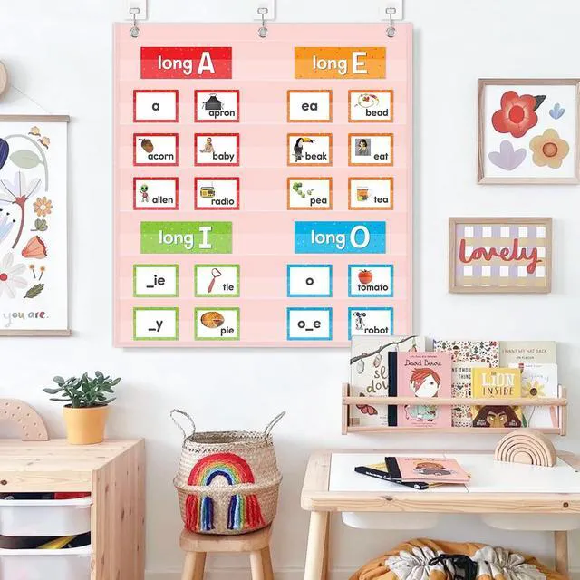 Alt view image 2 of 7 - Pink 7 Pocket Chart for Classroom (28" x 28")(Pink)