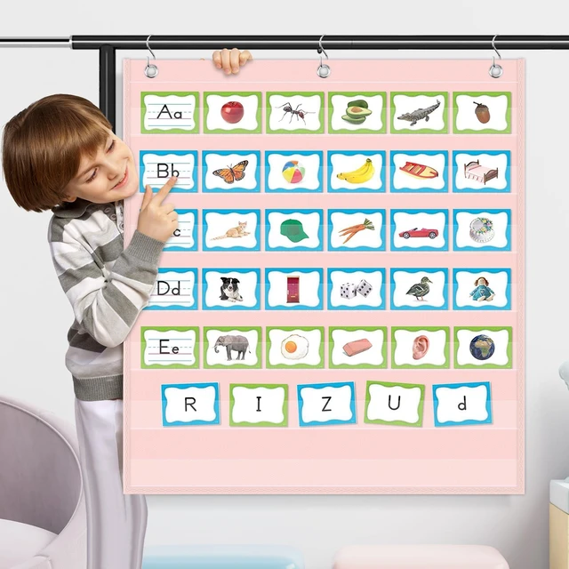 Alt view image 3 of 7 - Pink 7 Pocket Chart for Classroom (28" x 28")(Pink)