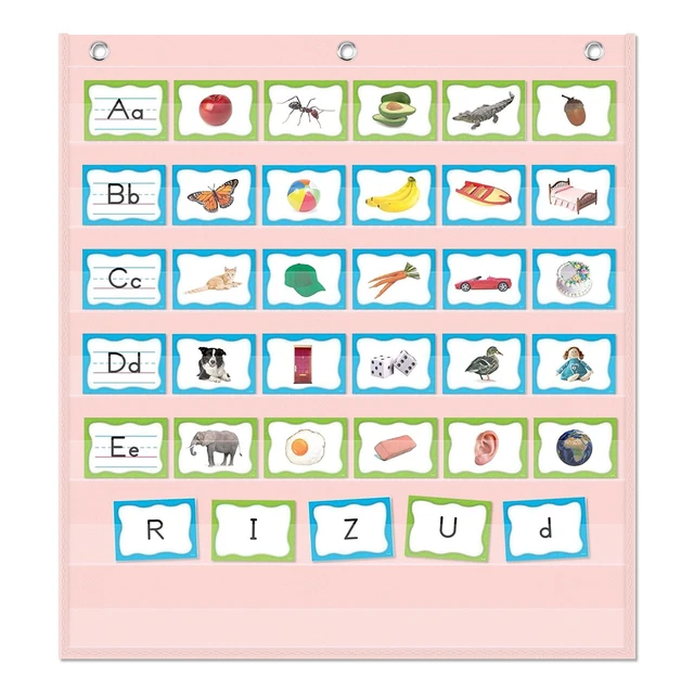 Alt view image 4 of 7 - Pink 7 Pocket Chart for Classroom (28" x 28")(Pink)