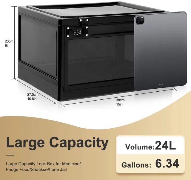 Alt view image 2 of 7 - Large Lock Box for Personal Items, 24 Litre Combination Lockable Storage Box for Office Locker/School/Medicine/Snacks/Phone Jail/Electronic/Home