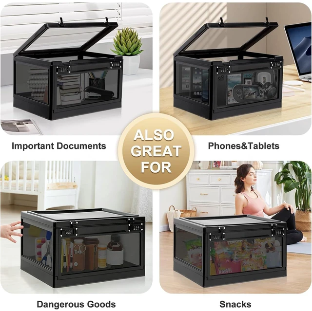 Alt view image 7 of 7 - Large Lock Box for Personal Items, 24 Litre Combination Lockable Storage Box for Office Locker/School/Medicine/Snacks/Phone Jail/Electronic/Home