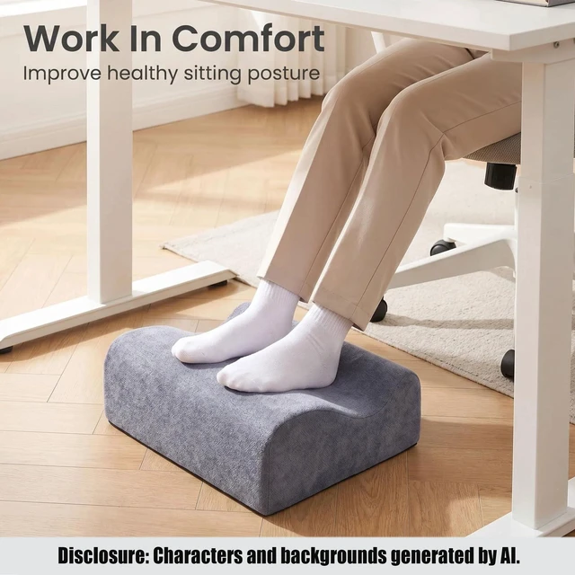 Alt view image 2 of 7 - Work Foot Rest Under Desk,Comfort Foot Rest for Couch Foot Rest For Under Desk at Work,At Soft Ergonomic Footrest Support Foot Pillow Heel Chair Leg Elevation Pillow blue