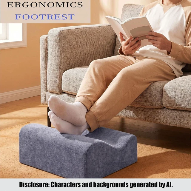 Alt view image 3 of 7 - Work Foot Rest Under Desk,Comfort Foot Rest for Couch Foot Rest For Under Desk at Work,At Soft Ergonomic Footrest Support Foot Pillow Heel Chair Leg Elevation Pillow blue
