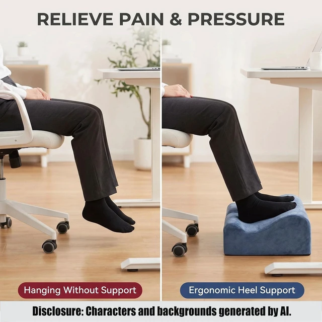 Alt view image 4 of 7 - Work Foot Rest Under Desk,Comfort Foot Rest for Couch Foot Rest For Under Desk at Work,At Soft Ergonomic Footrest Support Foot Pillow Heel Chair Leg Elevation Pillow blue