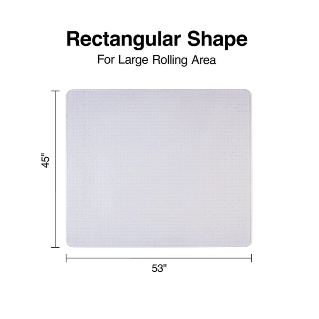 Alt view image 5 of 6 - Carpet Chair Mat, 45x53 Inch, Medium-Pile, Clear, Model 28592 Smooth-glide protection for desk chairs on medium-pile carpeted floors