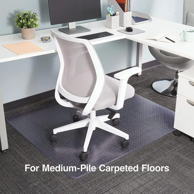 Alt view image 2 of 6 - Carpet Chair Mat, 45x53 Inch, Medium-Pile, Clear, Model 28592 Smooth-glide protection for desk chairs on medium-pile carpeted floors
