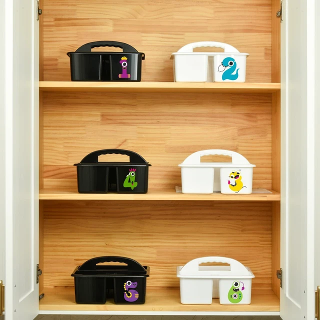 Alt view image 6 of 7 - Plastic Classroom Caddy Organizer with Handle, 6-Pack 3 Compartments, Teacher Supply Storage Caddy for Classroom Organization, Table, Desk, Office, Craft Art for Kids - White