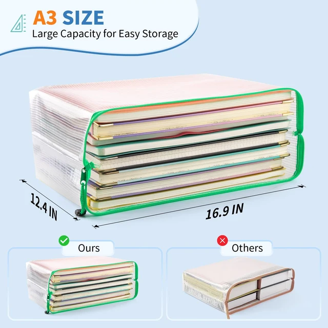 Alt view image 3 of 7 - A3 Mesh Zipper Pouch Bags, 32 Pack Puzzle Storage Bags, 16 Colors Large Capacity Storage, Fits Puzzles, Crafts, Documents and Supplies for Home, School and Office Organization