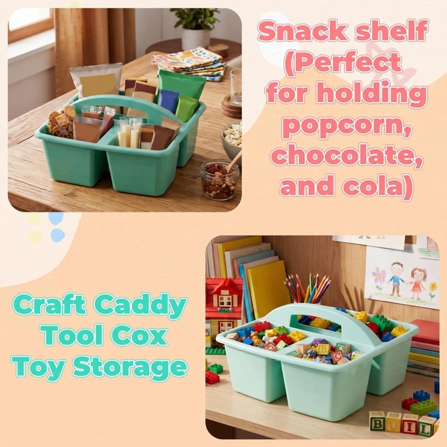 Alt view image 6 of 7 - 18 Pack Classroom Caddy Organizer with Handle Bulk, Morandi Color Plastic Art Craft Cleaning Caddy, Small Multipurpose Supply Organization Storage, Basket for Table Desk Office Pencil Teacher