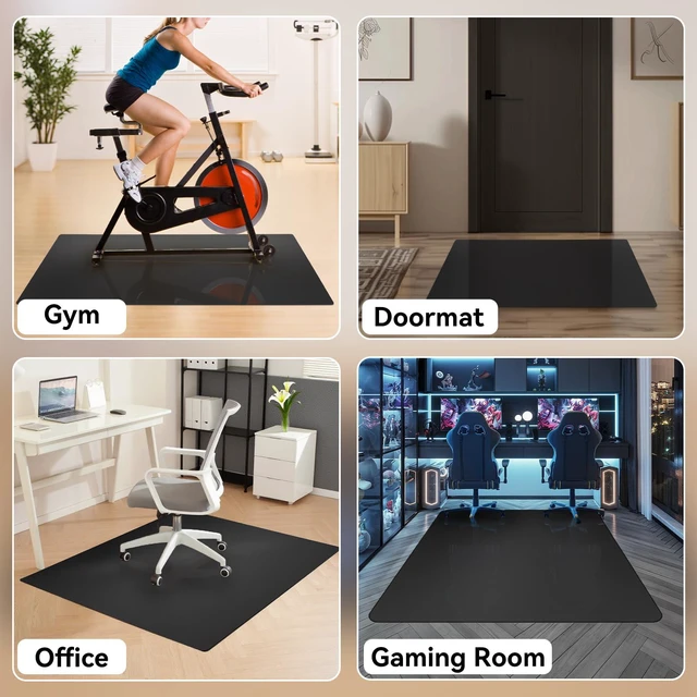 Alt view image 2 of 7 - Black Office Chair Mat for Hardwood Floor, 58 x 84 in Desk Floor Protector Heavy Duty Plastic Floor Mat, Smooth Rolling, Easy to Clean, Protects Wood & Tile Floors, Ideal for Computer & Gaming Chairs