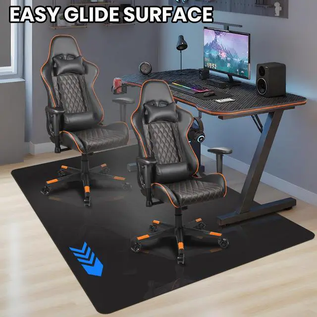 Alt view image 7 of 7 - Black Office Chair Mat for Hardwood Floor, 58 x 84 in Desk Floor Protector Heavy Duty Plastic Floor Mat, Smooth Rolling, Easy to Clean, Protects Wood & Tile Floors, Ideal for Computer & Gaming Chairs