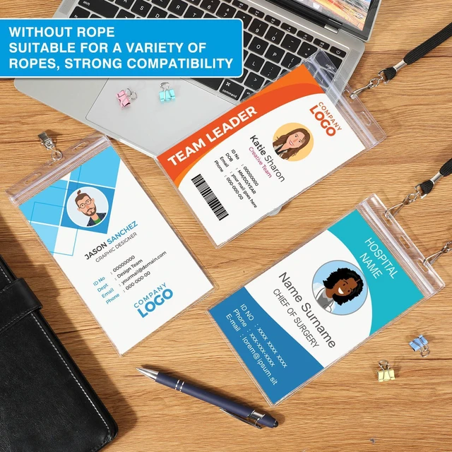 Alt view image 3 of 6 - 400 Pcs 4 x 7 Inch Plastic Badge Holder Bulk Clear Vinyl ID Protector Sleeves Card Ticket Credential Badge Sleeves Vertical Waterproof Name Tag Holder for Sporting Events