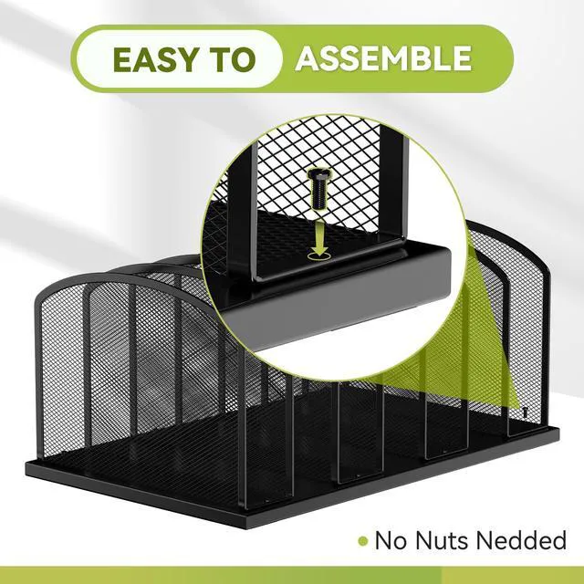 Alt view image 3 of 7 - Desk File Organizer 7 Sections Upright Mesh File Sorter Organizer for Desk, Office Organization File Holder for Home, Office & Classroom (Black, 2Pack)