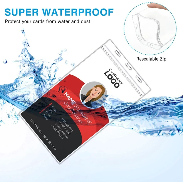 Alt view image 5 of 6 - 400 Pcs 4 x 7 Inch Plastic Badge Holder Bulk Clear Vinyl ID Protector Sleeves Card Ticket Credential Badge Sleeves Vertical Waterproof Name Tag Holder for Sporting Events