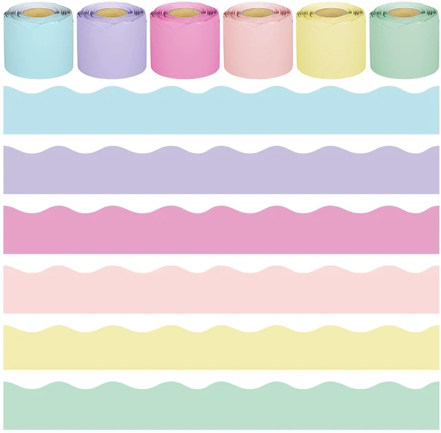 Main image of 240 Ft Pastel Bulletin Board Borders Colorful Classroom Borders Scalloped Border Trim Pastel Bulletin Board Decorations for Classroom Chalkboard Home Wall Office Decoration, 6 Rolls