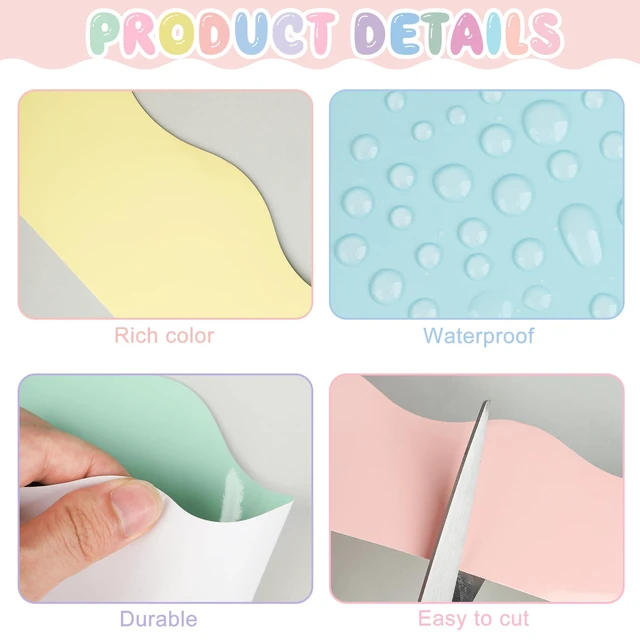 Alt view image 3 of 7 - 240 Ft Pastel Bulletin Board Borders Colorful Classroom Borders Scalloped Border Trim Pastel Bulletin Board Decorations for Classroom Chalkboard Home Wall Office Decoration, 6 Rolls