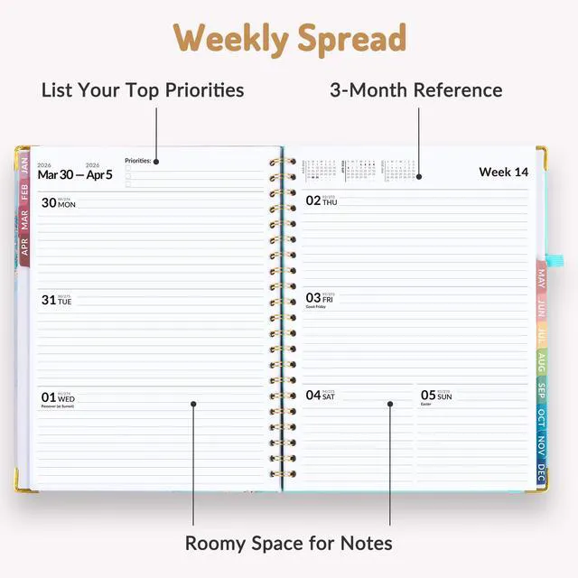 Alt view image 4 of 7 - 2026 Planner, Weekly and Monthly Calendar Planner for Women Jan 2026 - Dec 2026, 8.5x11", Hardcover Planning Agenda book, Cute Journal Organizer Notebook for Office School