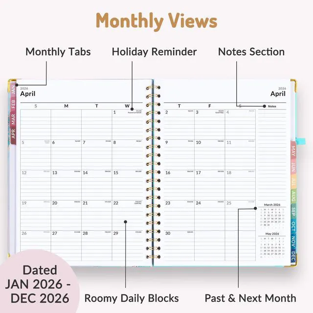 Alt view image 3 of 7 - 2026 Planner, Weekly and Monthly Calendar Planner for Women Jan 2026 - Dec 2026, 8.5x11", Hardcover Planning Agenda book, Cute Journal Organizer Notebook for Office School