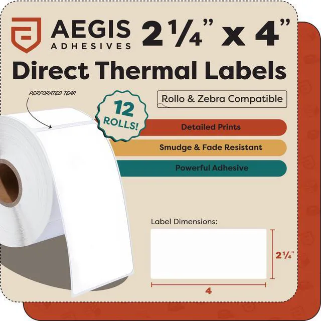 Alt view image 2 of 7 - 2.25" X 4" Direct Thermal Labels (4200 Count, 12 Rolls) Shipping and Return Address Postage Labels for Small Packages - Compatible With Zebra and Rollo Printers