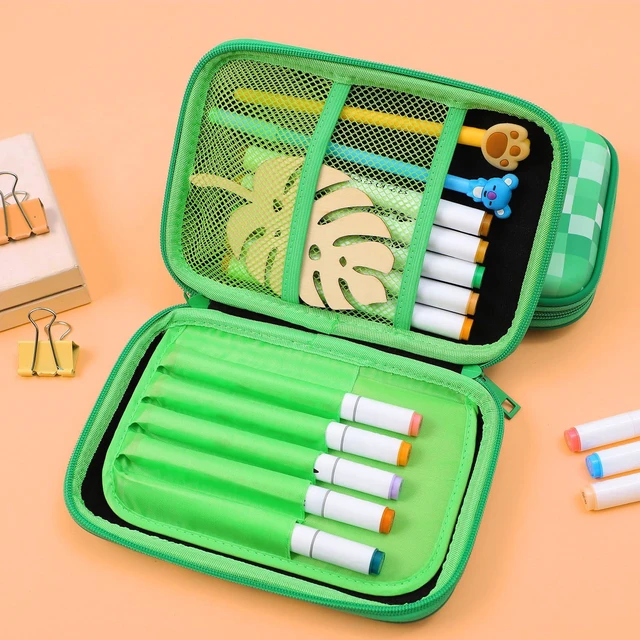Alt view image 2 of 7 - Green Pencil Case Boys Cute School Supply Organizer Cool Pen Box Holder Bag with Zipper for Kids