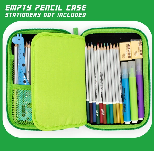 Alt view image 6 of 7 - Green Pencil Case Boys Cute School Supply Organizer Cool Pen Box Holder Bag with Zipper for Kids