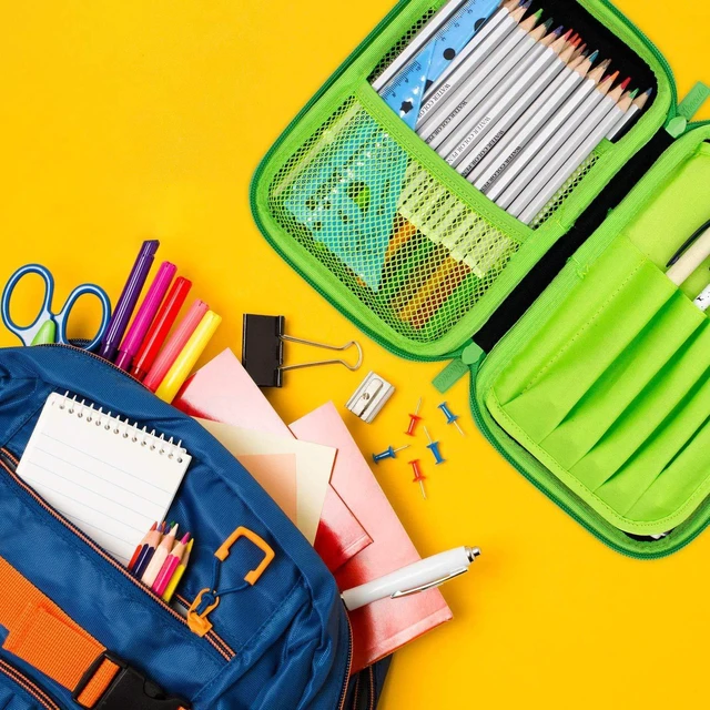 Alt view image 7 of 7 - Green Pencil Case Boys Cute School Supply Organizer Cool Pen Box Holder Bag with Zipper for Kids