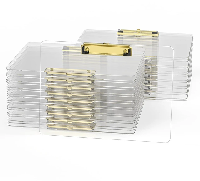 Main image of Horizontal Clipboard Set of 36, Clear 8.5 x 11'' Clip Board Gold Clip, 12.5 x 9'' Letter Size for Classroom, Students, Teacher, Nurse, Office & School Supplies