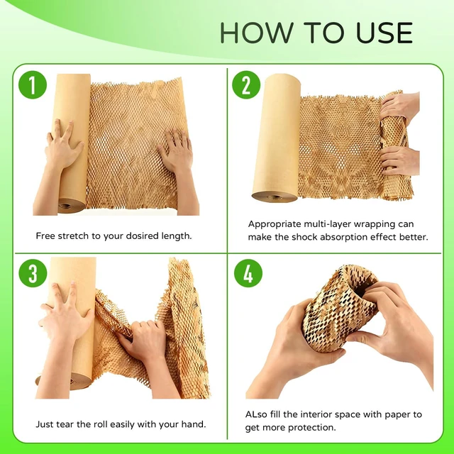 Alt view image 4 of 6 - 12Inch x 600Inch Honeycomb Paper Packing Sheets for Moving Heavy Duty Eco Friendly Sustainable Alternative to Bubble Cushioning Wrap for Moving Boxes, Shipping Cushioning Supplies