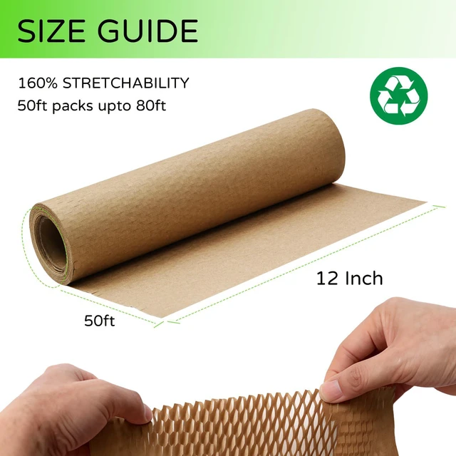 Alt view image 2 of 6 - 12Inch x 600Inch Honeycomb Paper Packing Sheets for Moving Heavy Duty Eco Friendly Sustainable Alternative to Bubble Cushioning Wrap for Moving Boxes, Shipping Cushioning Supplies