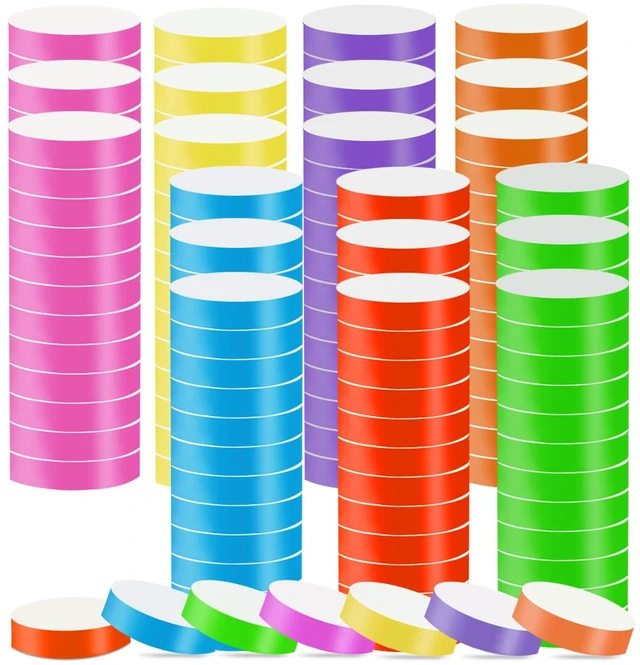 Main image of 3500pcs Paper Bracelets for Events - Waterproof Colored Neon Party Wristbands (7 Colors)