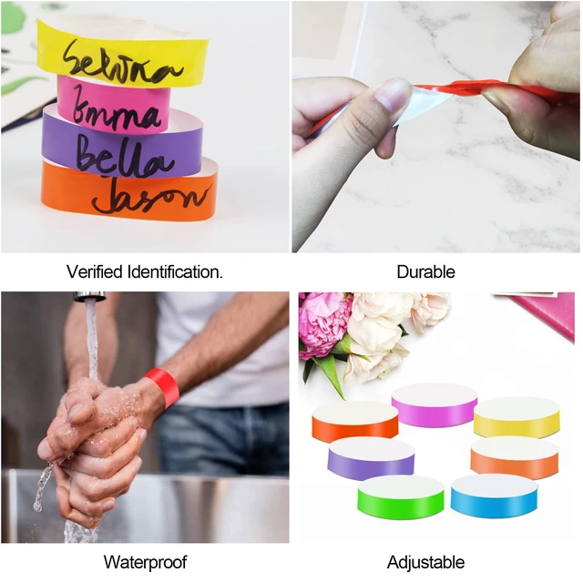 Alt view image 2 of 6 - 3500pcs Paper Bracelets for Events - Waterproof Colored Neon Party Wristbands (7 Colors)