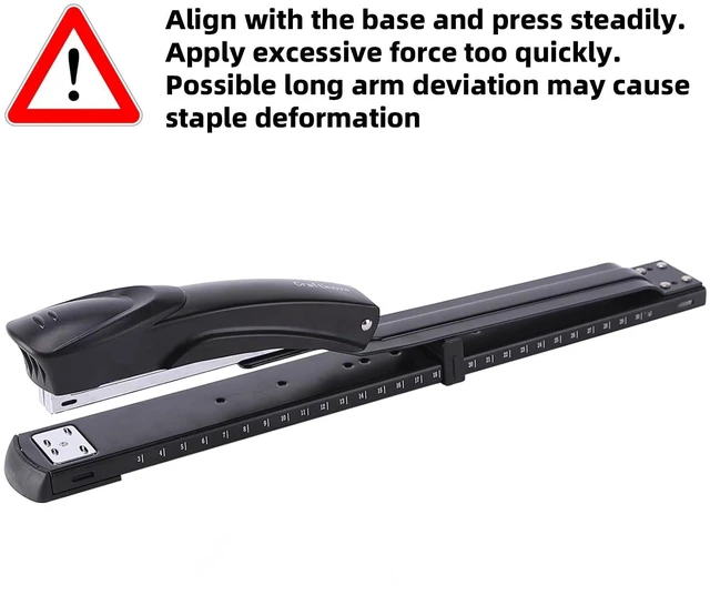 Alt view image 4 of 7 - Long Reach Stapler,with 2000 Staples & Stapler Remover Full Strip20-25 Sheet Capacity,with Built-in Ruler and Adjustable Locking Paper Guide, Gray