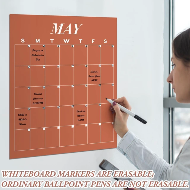 Alt view image 4 of 6 - 12 Pcs Brown Undated Calendars 16' x 20' Large Classroom Erasable Wall Calendar 12 Month Dry Ease Reusable Planning Yearly Blank Planner Reserved Grid for Office Home Educational Study Back to Class