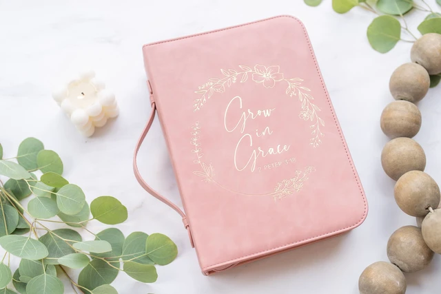 Alt view image 2 of 6 - Bible Cover Case for Women - Minimalist Design Debossed Bible Case, Large Bible Covers for Women Bible Accessories (PinkGold)