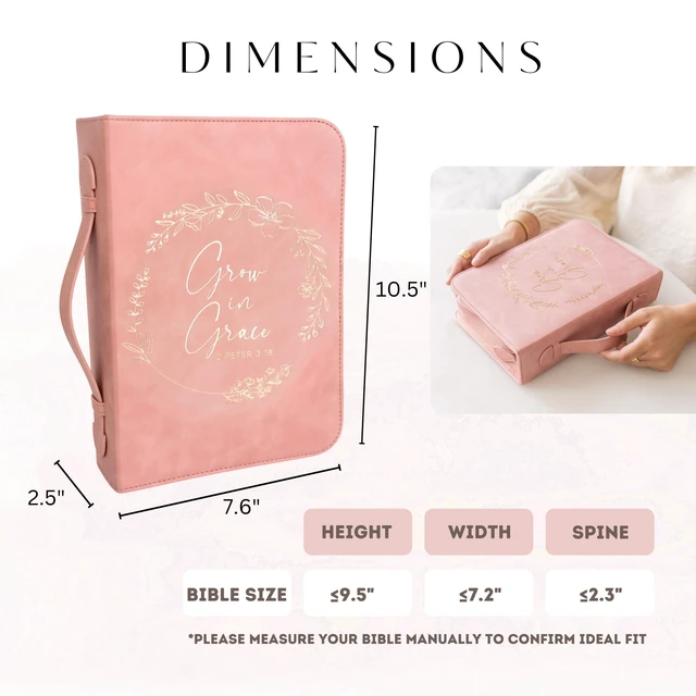 Alt view image 3 of 6 - Bible Cover Case for Women - Minimalist Design Debossed Bible Case, Large Bible Covers for Women Bible Accessories (PinkGold)