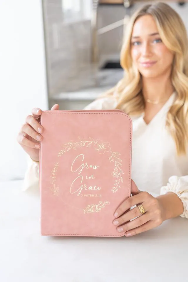 Alt view image 6 of 6 - Bible Cover Case for Women - Minimalist Design Debossed Bible Case, Large Bible Covers for Women Bible Accessories (PinkGold)